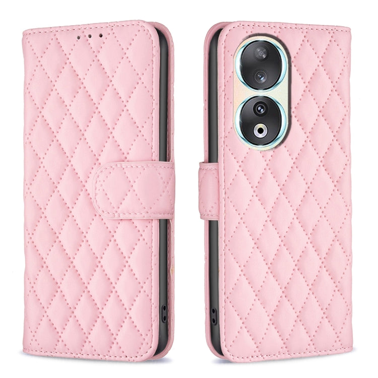 For Honor 90 5G Diamond Lattice Wallet Flip Leather Phone Case(Pink)
