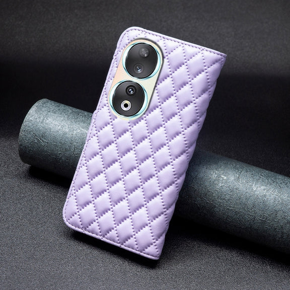 For Honor 90 5G Diamond Lattice Wallet Flip Leather Phone Case(Purple)