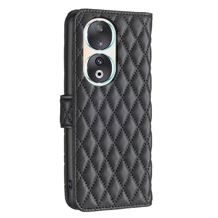 For Honor 90 5G Diamond Lattice Wallet Flip Leather Phone Case(Black)
