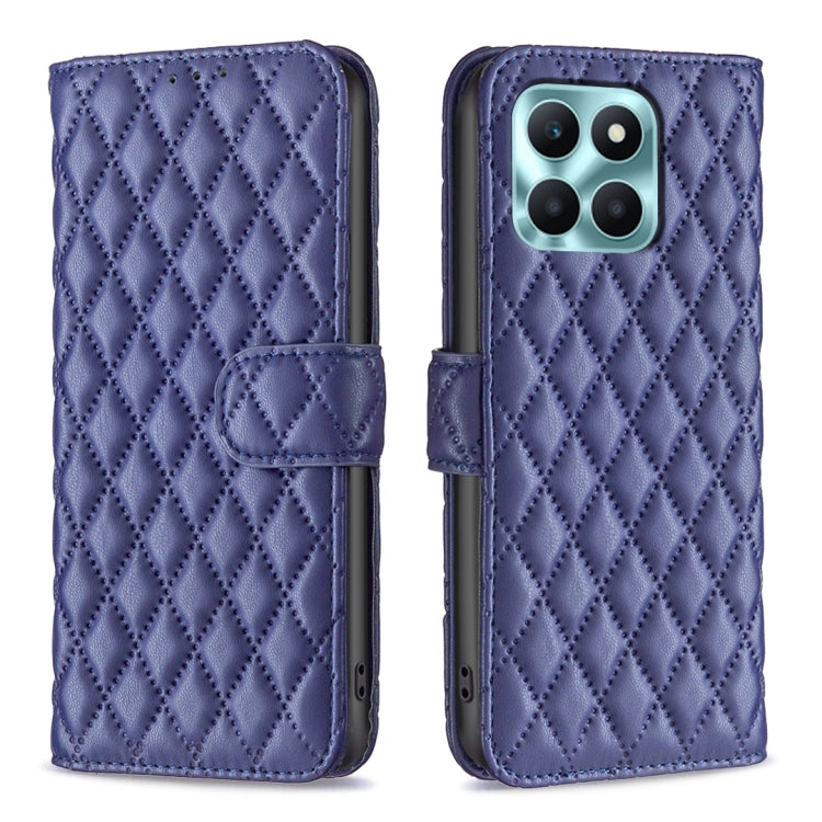 For Honor X6a Diamond Lattice Wallet Flip Leather Phone Case(Blue)