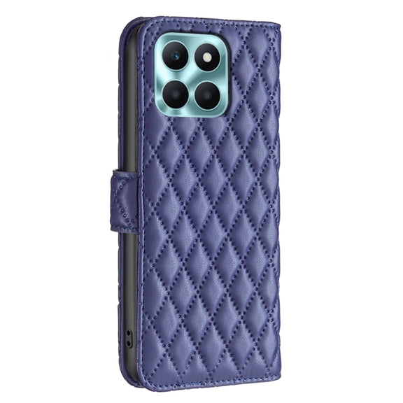 For Honor X6a Diamond Lattice Wallet Flip Leather Phone Case(Blue)