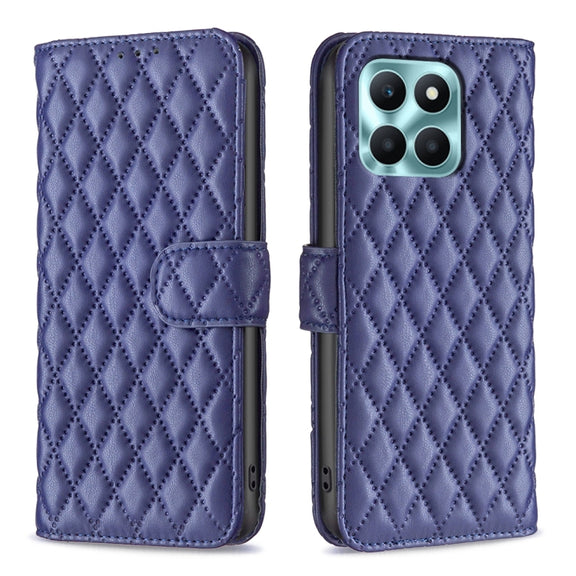 For Honor X6a Diamond Lattice Wallet Flip Leather Phone Case(Blue)