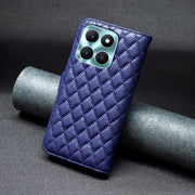 For Honor X6a Diamond Lattice Wallet Flip Leather Phone Case(Blue)