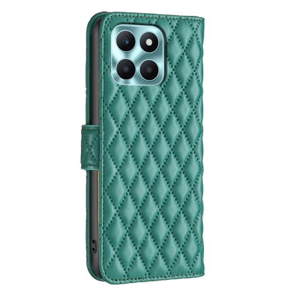 For Honor X6a Diamond Lattice Wallet Flip Leather Phone Case(Green)