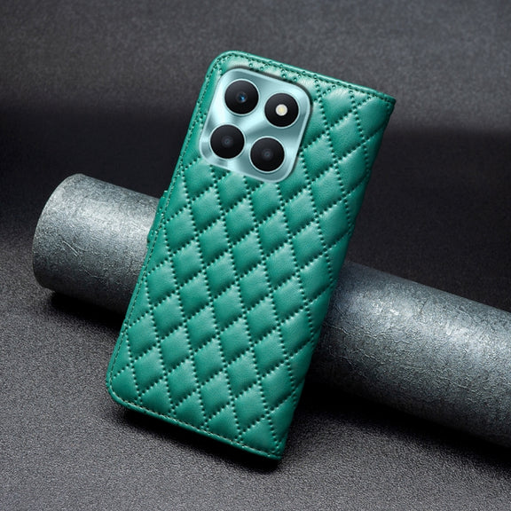 For Honor X6a Diamond Lattice Wallet Flip Leather Phone Case(Green)