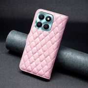 For Honor X6a Diamond Lattice Wallet Flip Leather Phone Case(Pink)