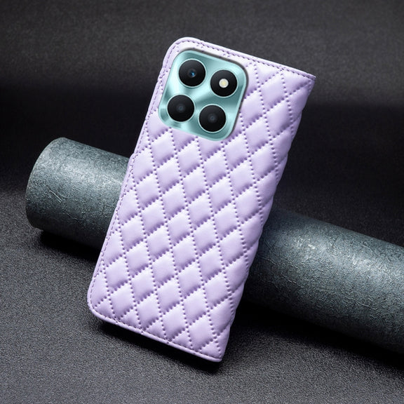 For Honor X6a Diamond Lattice Wallet Flip Leather Phone Case(Purple)