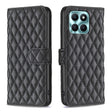 For Honor X6a Diamond Lattice Wallet Flip Leather Phone Case(Black) - Honor Cases by PMC TechLife | Online Shopping South Africa | PMC TechLife | Buy Now Pay Later Mobicred