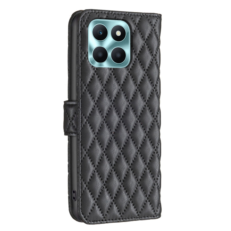 For Honor X6a Diamond Lattice Wallet Flip Leather Phone Case(Black)