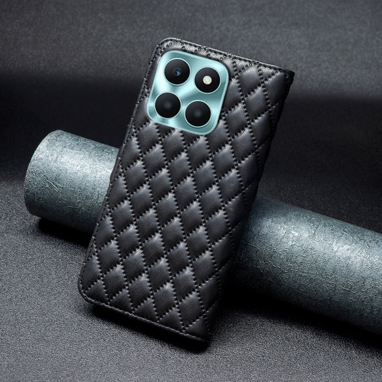 For Honor X6a Diamond Lattice Wallet Flip Leather Phone Case(Black)