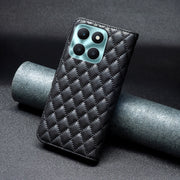 For Honor X6a Diamond Lattice Wallet Flip Leather Phone Case(Black)
