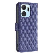 For Honor X7a Diamond Lattice Wallet Flip Leather Phone Case(Blue)
