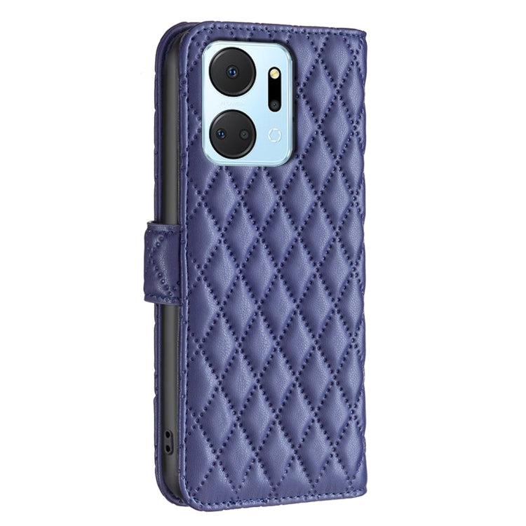 For Honor X7a Diamond Lattice Wallet Flip Leather Phone Case(Blue)