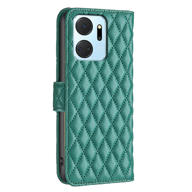 For Honor X7a Diamond Lattice Wallet Flip Leather Phone Case(Green)