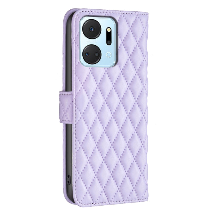 For Honor X7a Diamond Lattice Wallet Flip Leather Phone Case(Purple)