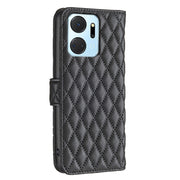 For Honor X7a Diamond Lattice Wallet Flip Leather Phone Case(Black)