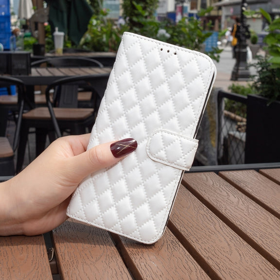 For Honor 100 Diamond Lattice Wallet Flip Leather Phone Case(White)