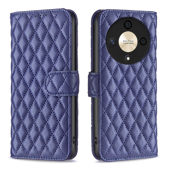 For Honor X9b/Magic6 Lite 5G Diamond Lattice Wallet Flip Leather Phone Case(Blue)