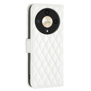 For Honor X9b/Magic6 Lite 5G Diamond Lattice Wallet Flip Leather Phone Case(White)