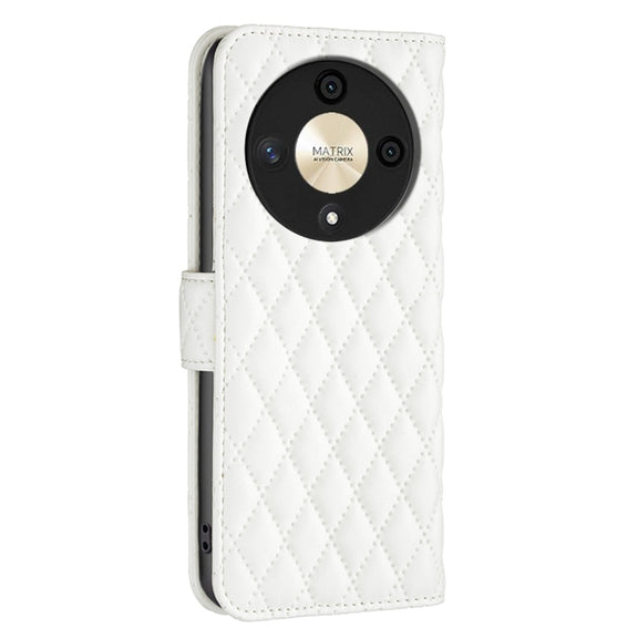 For Honor X9b/Magic6 Lite 5G Diamond Lattice Wallet Flip Leather Phone Case(White)