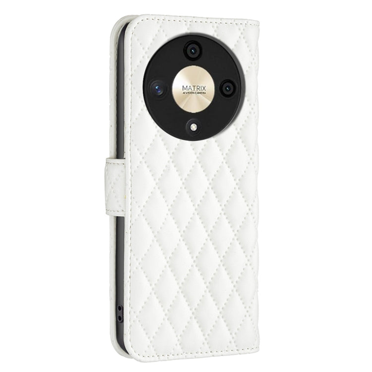 For Honor X9b/Magic6 Lite 5G Diamond Lattice Wallet Flip Leather Phone Case(White)
