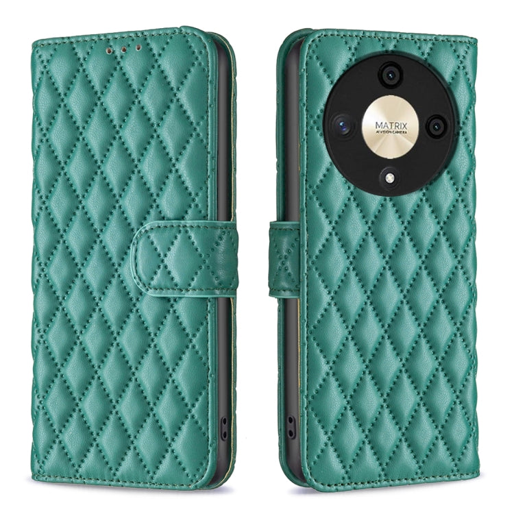 For Honor X9b/Magic6 Lite 5G Diamond Lattice Wallet Flip Leather Phone Case(Green)