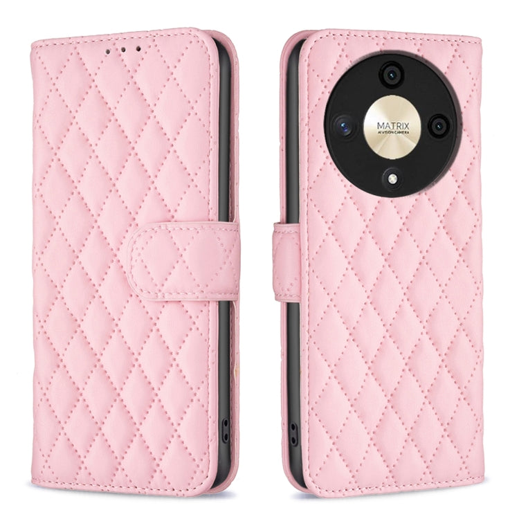 For Honor X9b/Magic6 Lite 5G Diamond Lattice Wallet Flip Leather Phone Case(Pink)