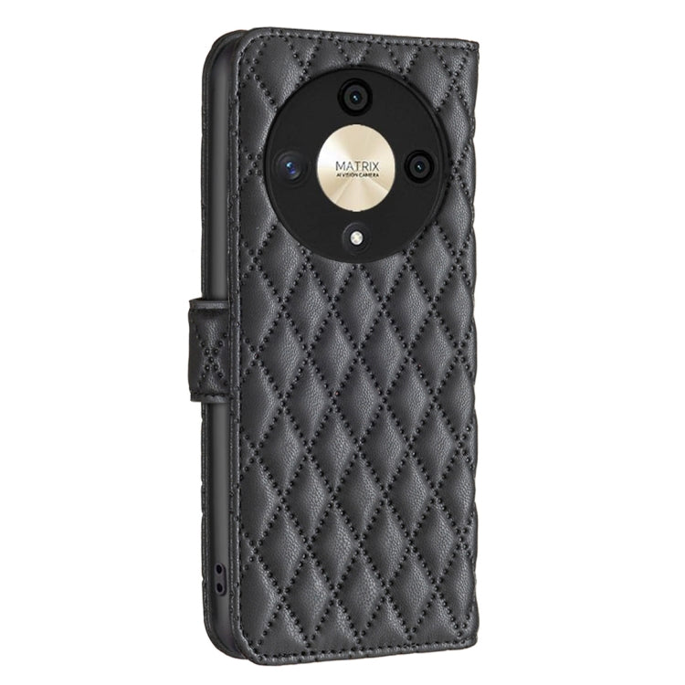 For Honor X9b/Magic6 Lite 5G Diamond Lattice Wallet Flip Leather Phone Case(Black)