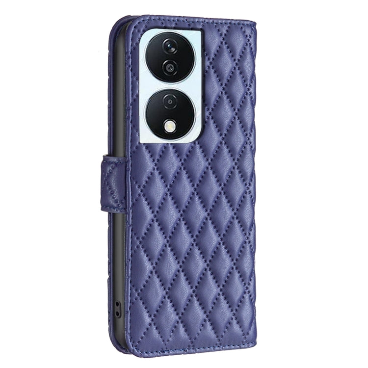For Honor X7b Diamond Lattice Wallet Flip Leather Phone Case(Blue)