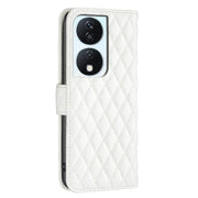 For Honor X7b Diamond Lattice Wallet Flip Leather Phone Case(White)
