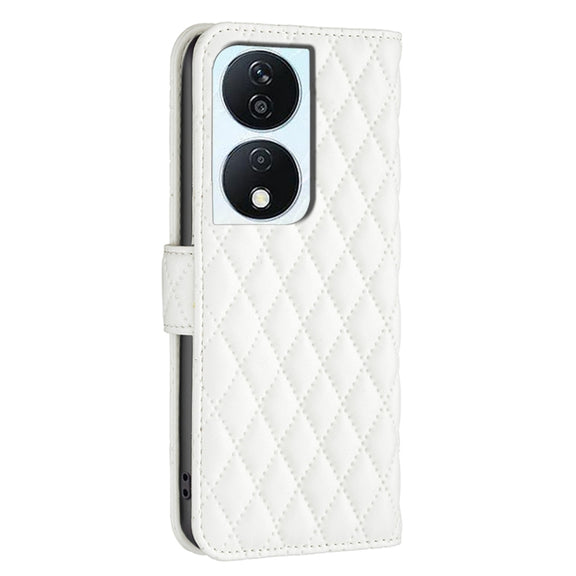 For Honor X7b Diamond Lattice Wallet Flip Leather Phone Case(White)