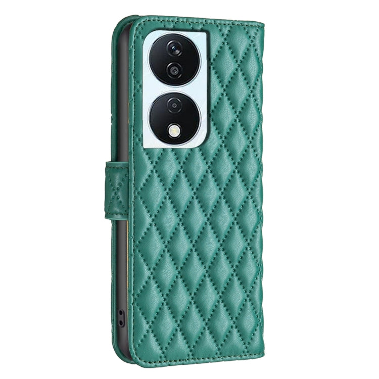 For Honor X7b Diamond Lattice Wallet Flip Leather Phone Case(Green)