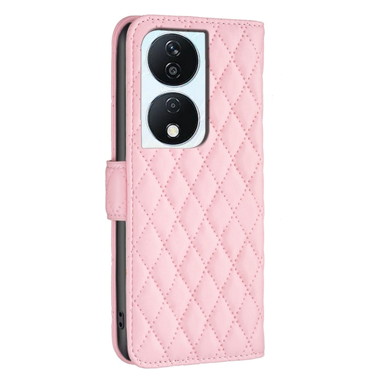 For Honor X7b Diamond Lattice Wallet Flip Leather Phone Case(Pink)