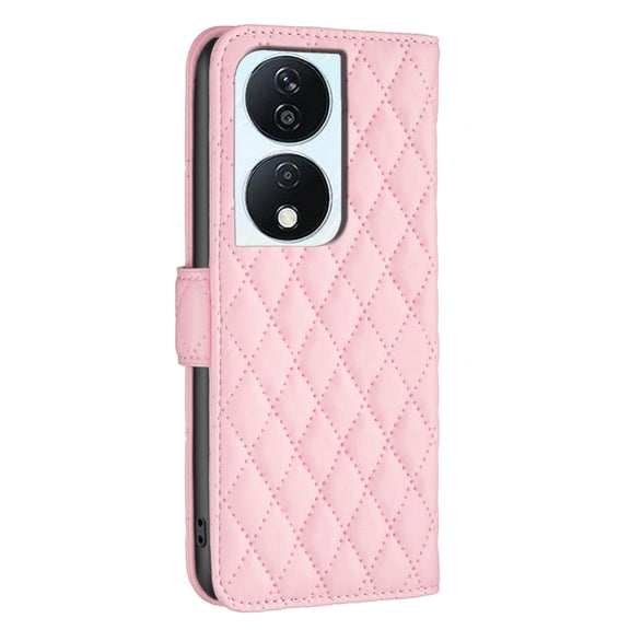 For Honor X7b Diamond Lattice Wallet Flip Leather Phone Case(Pink)