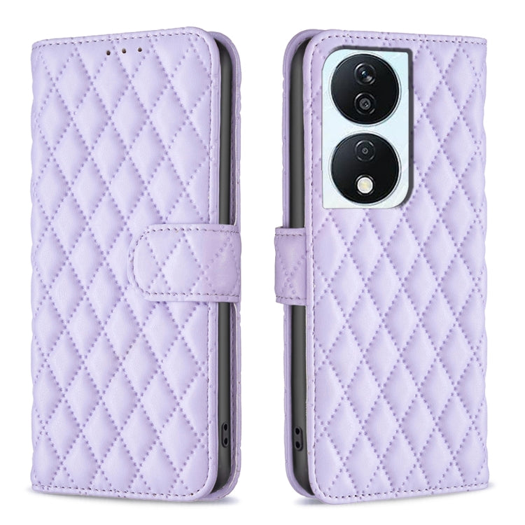 For Honor X7b Diamond Lattice Wallet Flip Leather Phone Case(Purple)