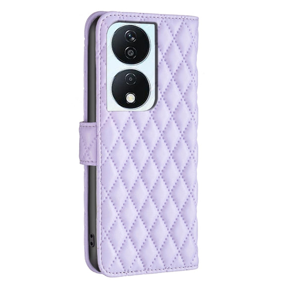For Honor X7b Diamond Lattice Wallet Flip Leather Phone Case(Purple)