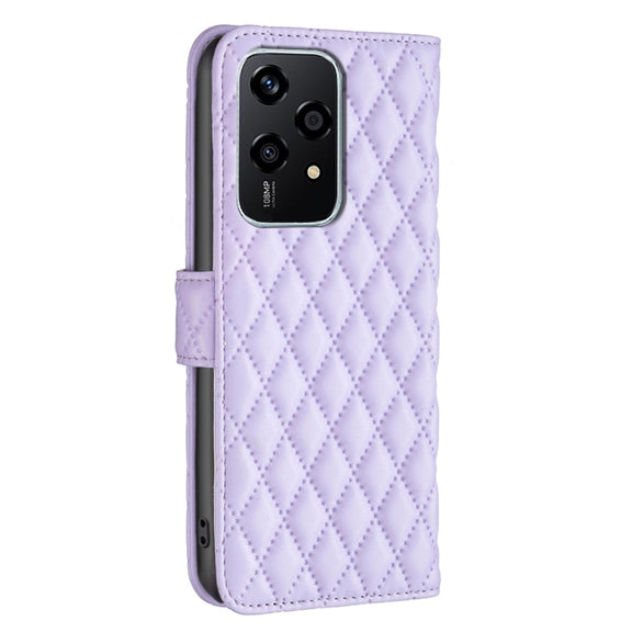 For Honor 200 Lite Global Diamond Lattice Wallet Flip Leather Phone Case(Purple)