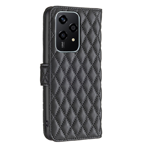 For Honor 200 Lite Global Diamond Lattice Wallet Flip Leather Phone Case(Black)