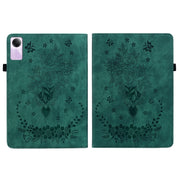 For Xiaomi Redmi Pad SE 11 inch Butterfly Rose Embossed Leather Tablet Case(Green)