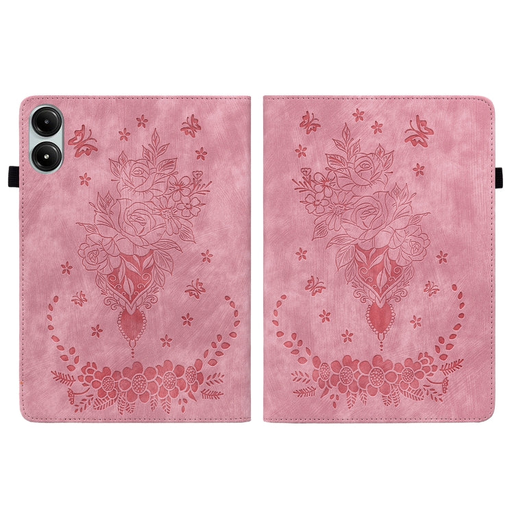 For Xiaomi Redmi Pad Pro 12.1 Butterfly Rose Embossed Leather Tablet Case(Pink)
