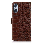 For Sony Xperia 5 V Crocodile Top Layer Cowhide Leather Phone Case(Brown)