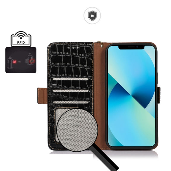 For Sony Xperia 5 V Crocodile Top Layer Cowhide Leather Phone Case(Black)