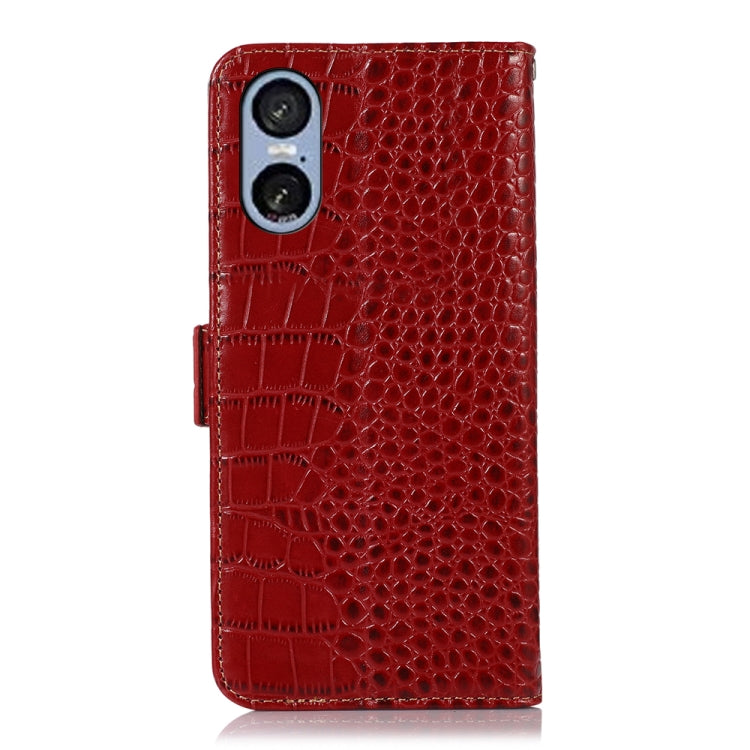 For Sony Xperia 5 VI Crocodile Top Layer Cowhide Leather Phone Case(Red)