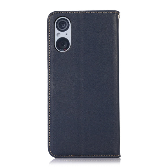 For Sony Xperia 5 V KHAZNEH Nappa Top Layer Cowhide Leather Phone Case(Blue)