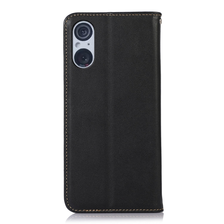 For Sony Xperia 5 V KHAZNEH Nappa Top Layer Cowhide Leather Phone Case(Black)