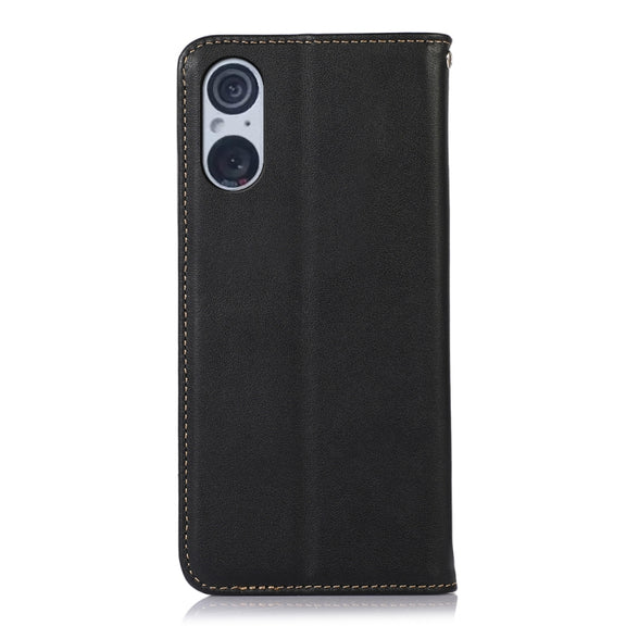 For Sony Xperia 5 V KHAZNEH Nappa Top Layer Cowhide Leather Phone Case(Black)