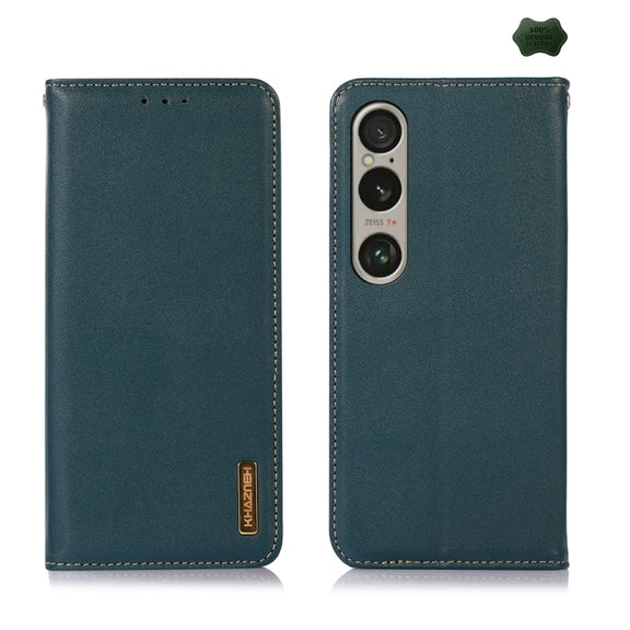 For Sony Xperia 1 VI KHAZNEH Nappa Top Layer Cowhide Leather Phone Case(Green)