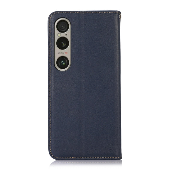 For Sony Xperia 1 VI KHAZNEH Nappa Top Layer Cowhide Leather Phone Case(Blue)