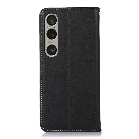 For Sony Xperia 1 VI KHAZNEH Nappa Top Layer Cowhide Leather Phone Case(Black)