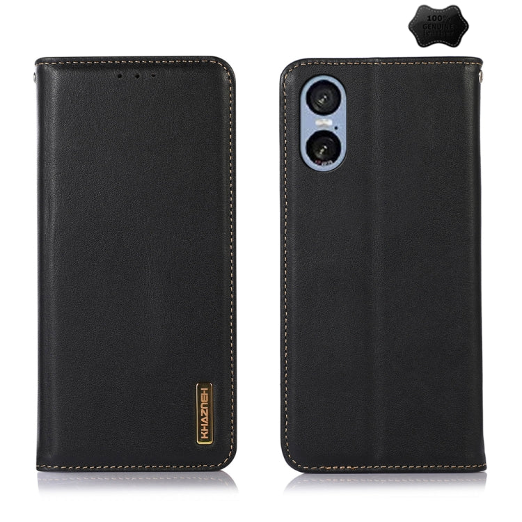 For Sony Xperia 5 VI KHAZNEH Nappa Top Layer Cowhide Leather Phone Case(Black)